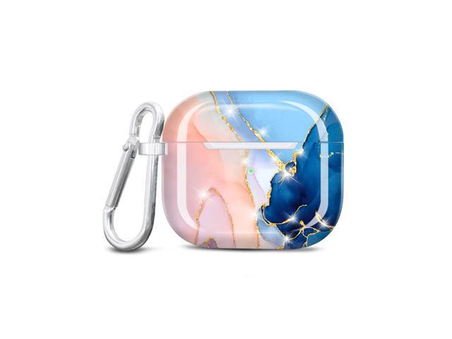 Compatible with AirPods 3 Case Cover 2021 Glitter Marble Shock-Absorbing Protective Skin Compatible with AirPods 3rd Generation Case with Keychain...