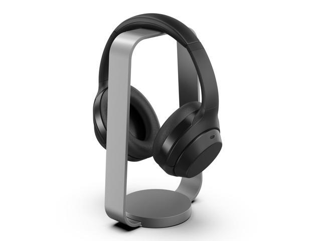 Aluminum Headphone Stand in Space Gray, Weighted Desk Headset Holder with Silicone Pad, Compatible with Most Headphone Sizes