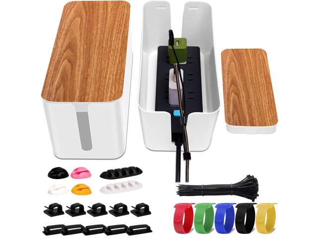Cable Management Box Cable Management Kit for Power Strip to Hide Wires, Cord Organizer Boxes, Safe ABS Material Wire Organizer of Cable Clips...
