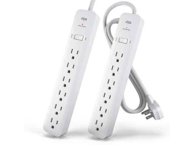 6-Outlet Surge Protector Power Strip 4 ft cord 2-Pack, 1080J Power Surge Protector, 4-Foot Long Braided Extension Cord with Multiple Outlets, Power...