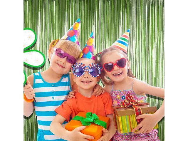 4 Pack Light Green Foil Fringe Curtain Backdrop, 3.28Ft x 8.2Ft Metallic Tinsel Streamers Curtains for Party, Photo Booth Props, Birthday, 2022...
