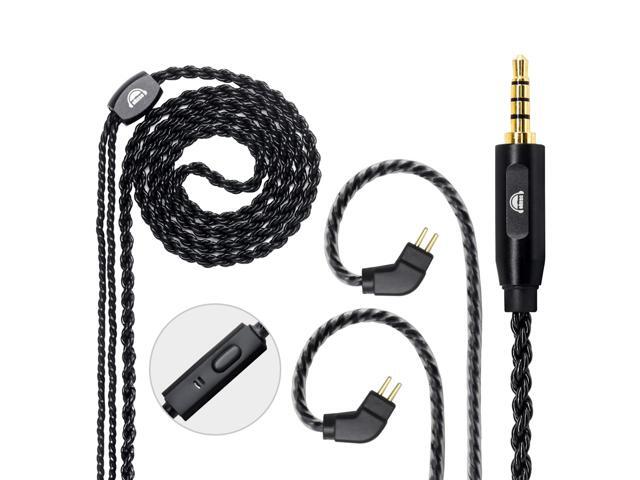 2 Pin Detachable Earphone Replacement Cable, 6 Core OFC Upgrade Cable with Mic