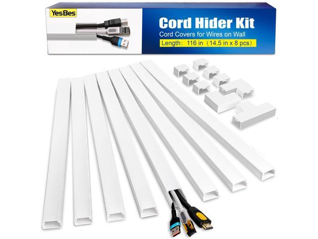 116in Cord Hider Kit, Cord Covers for Wires on Wall, Paintable Cable Raceway, Cord Hider for Wall Mount tv, tv Cable Hider Wall kit, Wire Covers...