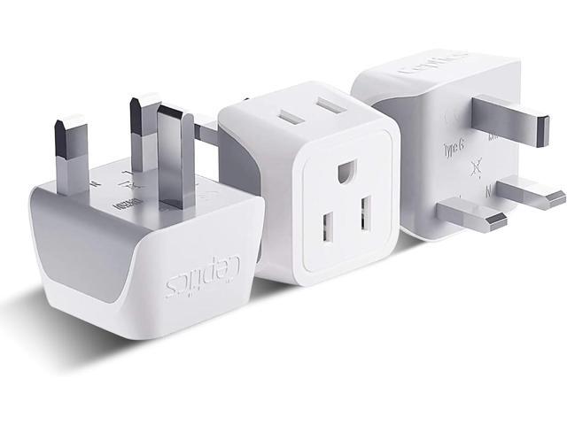 UK Travel Plug Adapter, 2 in 1 Type G Adapter, US to UK Adapter, Ireland, Dubai Travel Adapter with Dual USA Inputs, CE, RoHS - HK Outlet Adapter,...