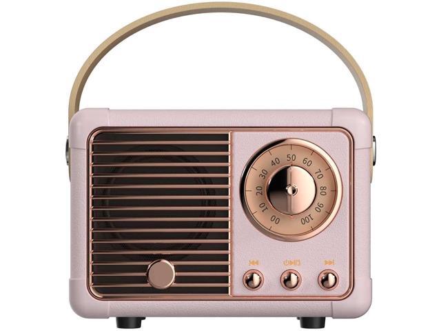 Retro Bluetooth Speaker, Portable Wireless Speaker with Crystal Clear Stereo Sound Rich Bass, Best Birthday Gifts Ideas for Women Teenage (Pink)