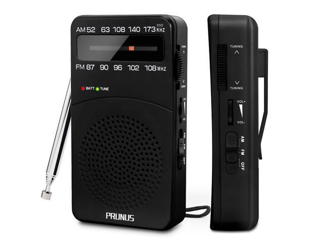 J-166 Portable Radio AM FM, Battery Operated Radio with Tuning Light, Back Clip, Excellent Reception, AM FM Radios Portable, Transistor Radios