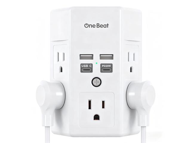 Surge Protector Wall Outlet Extender, 5 Outlets & 4 USB Ports (20W USB-C PD), 1680J, 3-Sided Multi Plug Outlet Adapter, Outlet Splitter, Wall...