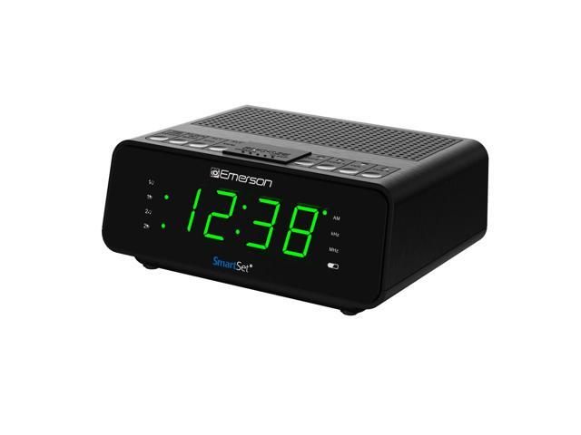 CKS1900 SmartSet Dual Alarm Clock Radio with AM/FM Digital Tuning, Auto Time Setting, 20 Presets, Jade Green LED Display, Snooze, Sleep Timer &.