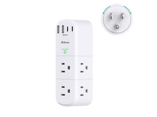 Surge Protector Outlet Extender with Rotating Plug, 6 AC Multi Plug Wall Outlets and 4 USB Ports, 1800 Joules, Swivel Power Strip Electrical...