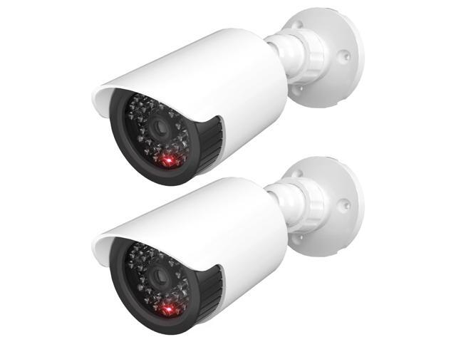 Dummy Fake Camera, Surveillance Security CCTV Dome Camera, Indoor Outdoor Cameras, with One LED Light, Security Alert Sticker Decals (TC-W2), 2...