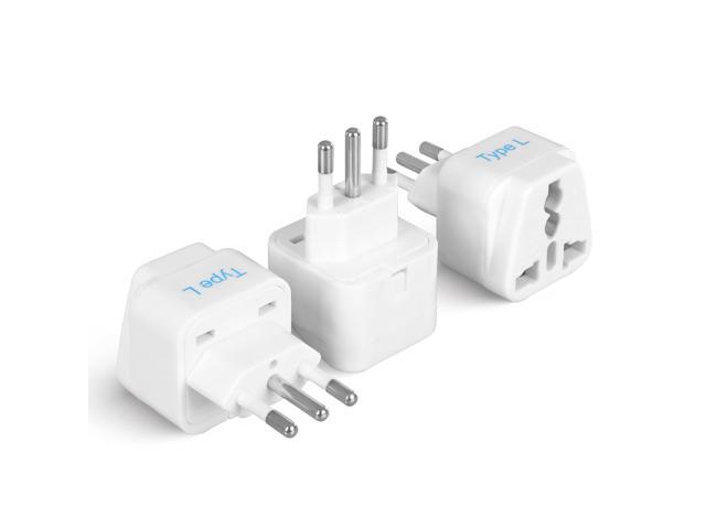 Italy Power Adapter, Type L plug adapter, Universal Travel Adapter Chile, Italy travel adapter plug perfect for Rome, Lybia, Tunisia, Uruguay,...