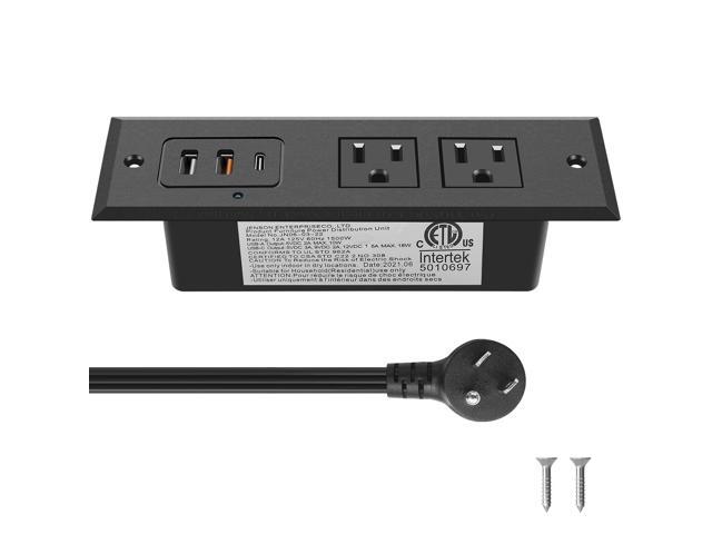 Recessed Power Strip with 20W USB C Port, Fast Charging USB A Port Desk Outlet, Furniture Hidden Charging Station for Side Table, End Table, with.