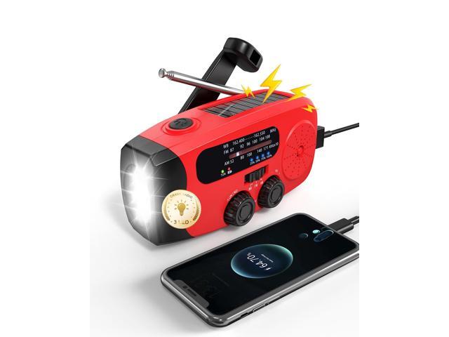 086S Hand Crank Emergency Radio - 2000mAh/7400mWh AM/FM/NOAA Solar Hand Crank Emergency Radio with 3 LED Flashlight, SOS Function for Emergencies,...