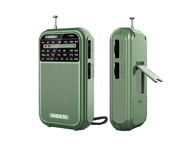 D220 Portable AM FM SW Shortwave Receiver Pocket Radio, 2 AA Battery Operated, Transistor Radios with Excellent Reception for Family or Elder (Green)