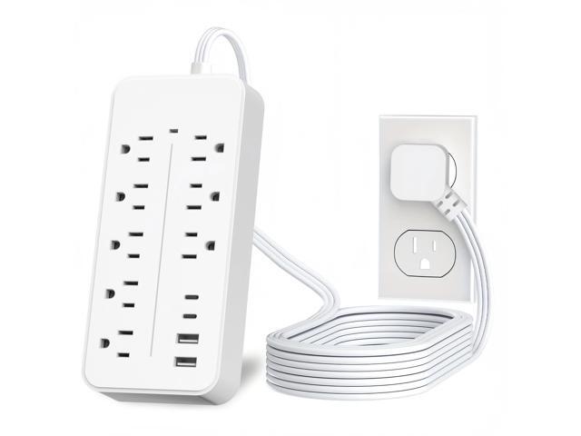 Flat Extension Cord Surge Protector Power Strip with 8 Outlets 4 USB, Flat Plug Extension Cord with Multiple Outlets, 3 Prong Outlet Extender for...