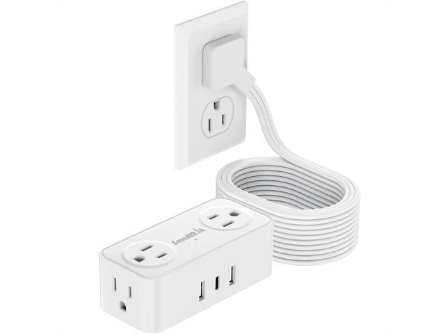 Thin Flat Extension Cord with USB C, Small Flat Plug Power Strip with 4 AC Outlets 3 USB (1 USB C), 6.5FT Small Power Strip Wall Mountable Cruise...