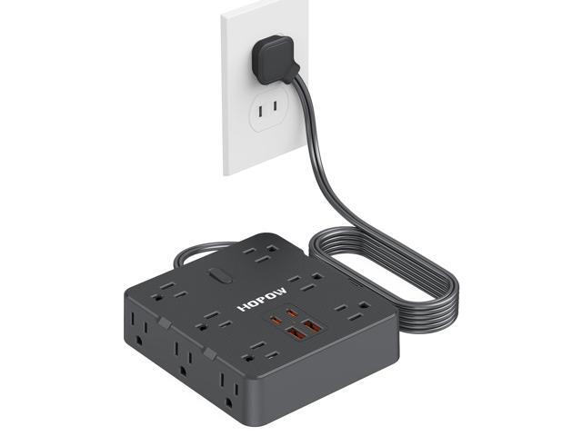 2 Prong Power Strip, 2 Prong to 3 Prong Outlet Adapter with 12 AC & 4 USB(2 USB-C), 1700J Two Prong Surge Protector, 6FT Extension Cord, Wall.