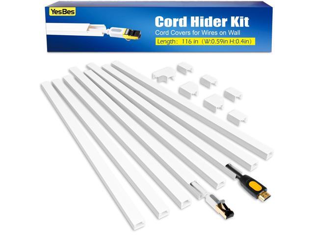 116in Cord Hider Kit, Cord Covers for Wires on Wall, Cord Hider for Wall Mount tv, Paintable Cable Raceway, tv Cable Hider Wall kit, Wire Covers...
