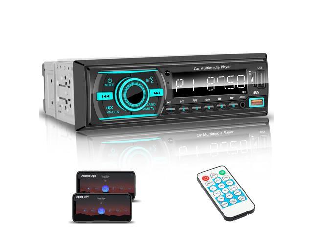 Car Stereo Bluetooth Single Din Radio, Car Audio with Push to Talk Assistant, Hands-Free Calling, FM/AUX/SD, Dual USB, 7 LED Colors, LCD &...