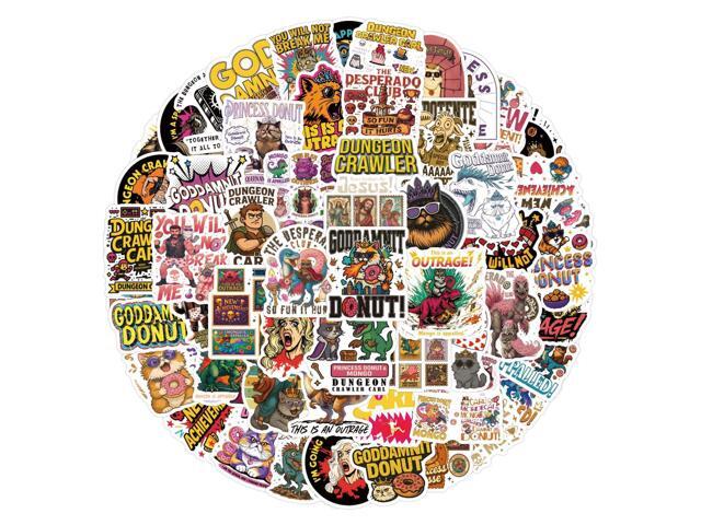 114Pcs DCC Princess Donut Stickers Funny Dungeon Book Crawler Reading Carl Merch Stickers