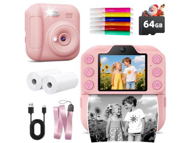 Kids Camera Instant Print, Toddler Toys Christmas Birthday Gifts for Girls Boys, Portable Digital Camera 64GB SD Card, Kid Toy for Ages 3-12 Girl...
