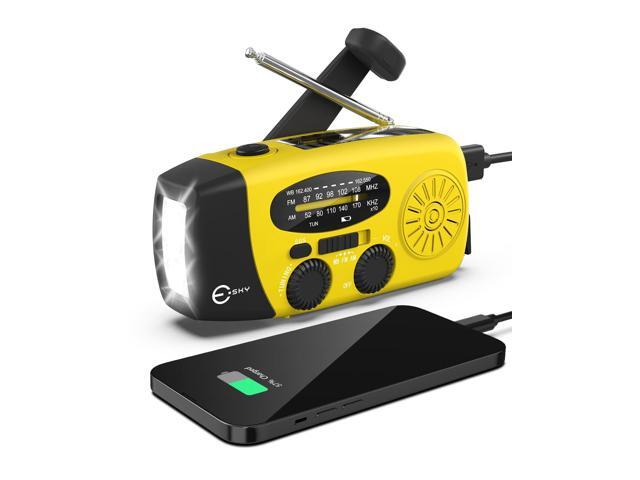 Emergency Hand Crank Radio with 3 LED Flashlight, AM/FM/NOAA Portable Weather Radio with 2000mAh Rechargable Battery, Solar Powered USB Charged...