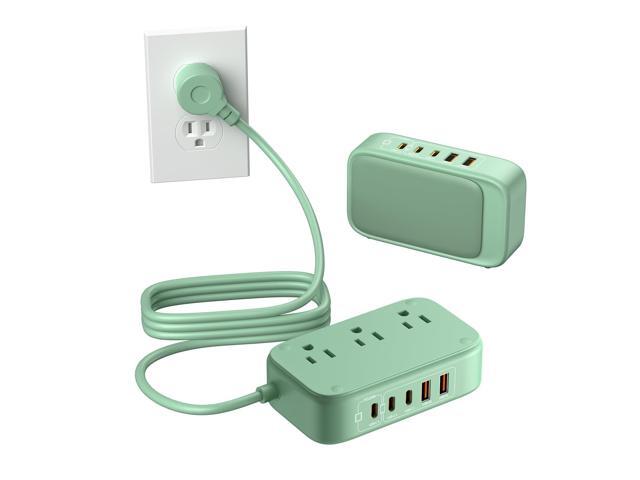 5FT USB Charging Station with Outlets, Flat USB C Travel Power Strip PD 20W Charger with 2500W AC Outlets, 3 USB-C Ports, 2 USB-A Ports Extension.