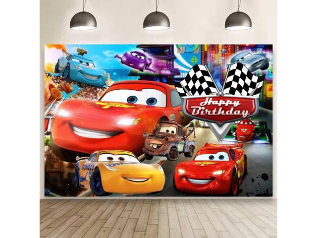 Wall Decor Backdrop for Cars Themed Birthday Decorations, Cars Themed Banner for Kids Birthday Party Supplies (5x3ft)