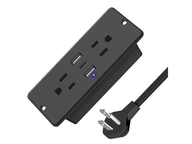 5 in 1 Recessed Power Strip Flat Plug, 20W Fast Charging Furniture Outlet with USB, Conference Recessed Socket with 2 AC Plugs, 2 USB Ports 1.