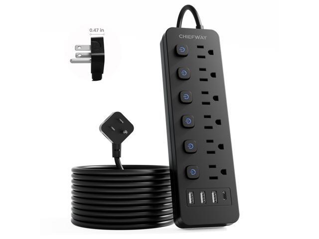 6Ft Power Strip with Individual On/Off Switches, Long Extension Cord with 6 Outlets & 4 USB Ports (1 USB-C), Cruise Approved Power Strip, Wall...