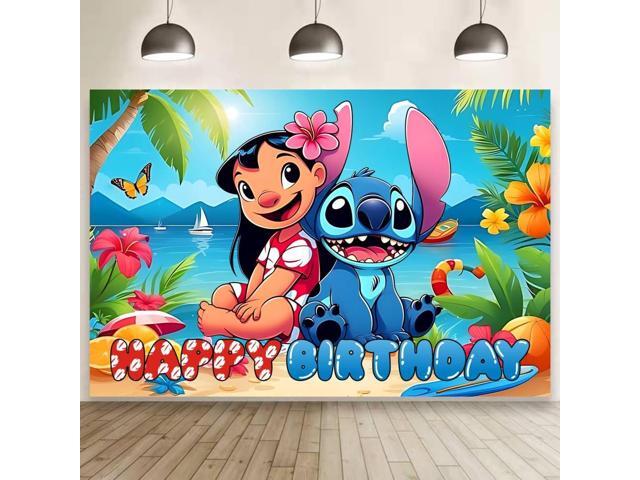 Wall Decor Backdrop for Stitch Birthday Decorations, Cute Banner for Stitch Party Supplies (5x3ft)