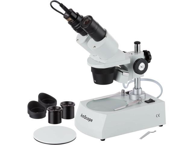 SE305R-PZ-E Digital Forward-Mounted Binocular Stereo Microscope, WF10x and WF20x Eyepieces, 10X/20X/30X/60X Magnification, 1X and 3X Objectives,...