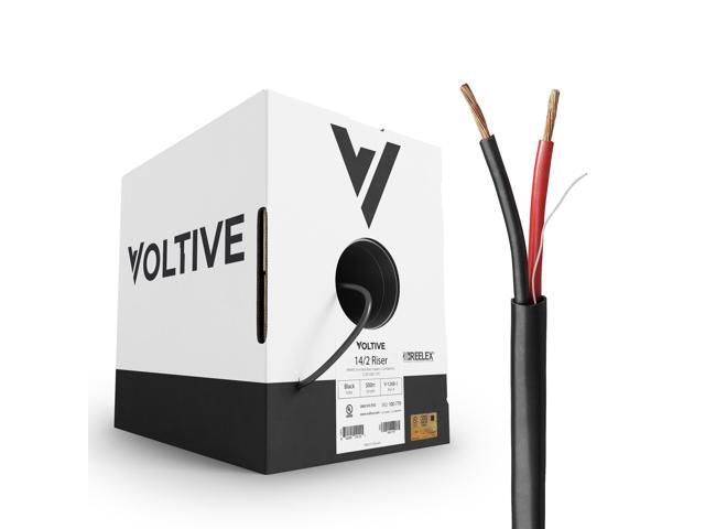 14/2 Speaker Wire, Riser CL3R, Black, 500ft - 14AWG, 2 Conductors, Stranded Oxygen-Free Copper, UL Listed - V-1268-1