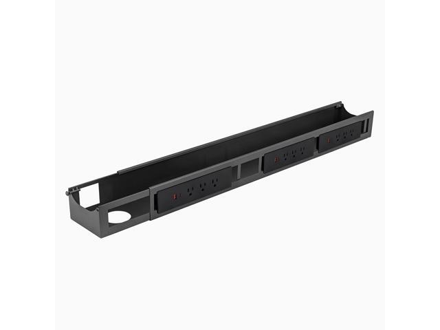 9 Plugs Power Rail Thermal Overload Protection Desk Power Strip with USB Ports, Mountable Under Desk Cable Organizer Space Gray