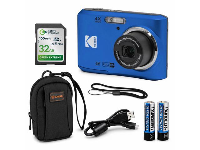 PIXPRO FZ45 Friendly Zoom 16MP Digital Camera, Blue, with 32GB Memory Card and Camera Bag, 4X Optical Zoom, 27mm Wide Angle Lens, 1080p Full HD...