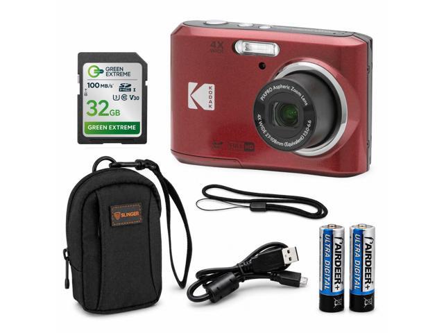 PIXPRO FZ45-BK 16MP Digital Camera 4X Optical Zoom 27mm Wide Angle 1080P Full HD Video 2.7' LCD Vlogging Camera, Bundle with Camera Case and 32GB.