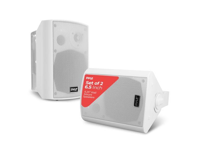 6.5 Inch Wall Mount Waterproof Speaker System for Indoor or Outdoor Wireless Bluetooth Surround Sound System, White (2 Pack)