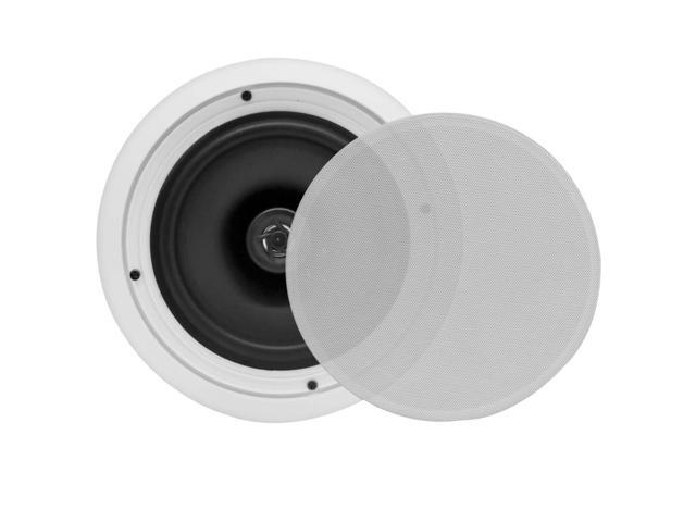 Home PDIC Series 8 Inch 250 Watts 4.8 Ohms Round Flush Mount Wall and Ceiling Home Speakers with Directable 5 Inch Polymer Dome Tweeter, (4 Pack)