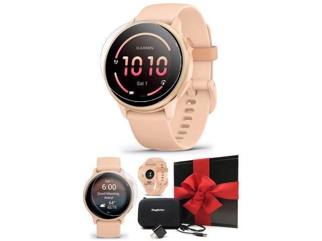 Garmin vivoactive 6 (Metallic Pink Dawn) Gift Box Bundle - AMOLED Health Watch, 11-Day Battery, Body Battery & Music Screen Protectors, Wall.