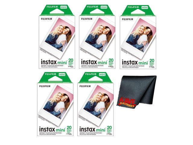 Instax Mini Film for Instant Camera (100 Photo Exposure) Bundle with 6AVE Microfiber Cleaning Cloth