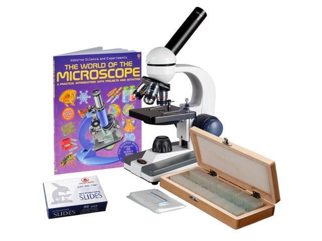 M150C-50WM-50P100S Compound Monocular Microscope, WF10x and WF25x Eyepieces, 40x-1000x Magnification, LED Illumination, Brightfield, Single-Lens...