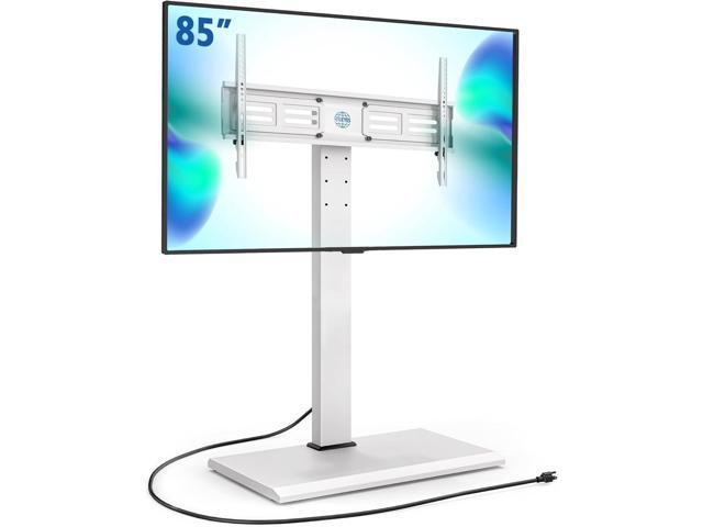 Iron Base Floor TV Stand with Power Strip, Tall TV Stand with Swivel Mount for 50-85 Inch Plasma Flat Panel or Curved Screen TVs Height Adjustable.