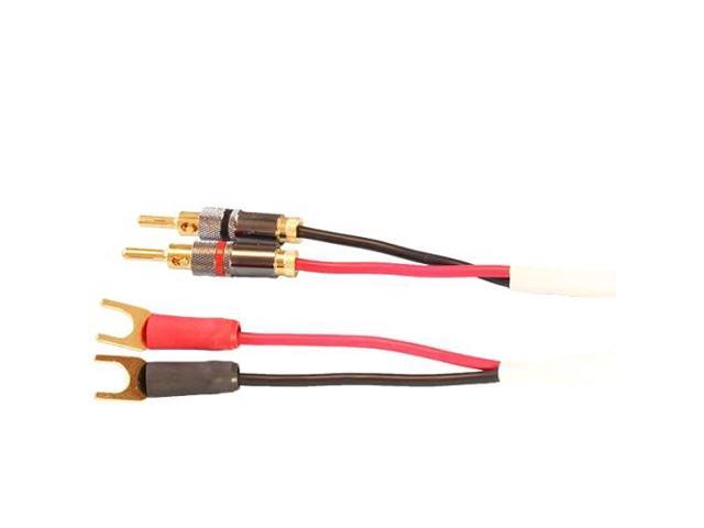 Ten White Speaker Cable, with Welded Terminations (Single Cable - for one Speaker), Assembled in USA (30 Foot, Bananas to Spades)
