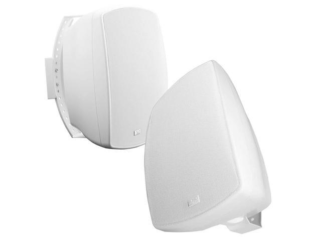 6.5' Outdoor 70V Patio Speaker Pair, 32W 16W 8W 4W Taps, Full Motion Bracket, Weather Proof IP54 Rated, White - AP650