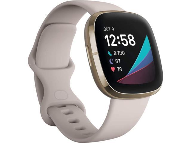 Sense Health & Fitness Smartwatch W/GPS, Bluetooth Call/Text, Heart Rate SpO2, ECG, Skin Temperature & Stress Sensing (S & L Bands, 90 Day Premium.