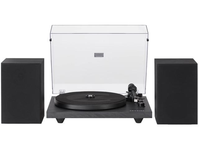 C62 Bluetooth Vinyl Record Player 120W Speakers, 2-Speed Belt-Drive Turntable, Anti-Skate, Black