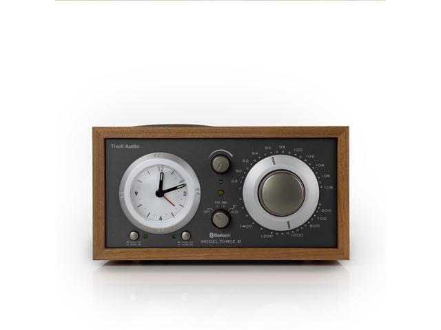 Model Three Bluetooth Clock Radio with USB-A & USB-C Charging Ports (Cherry/Metallic Taupe)