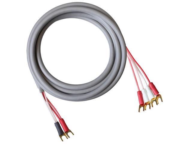 Canare 4S11 Speaker Cable, with Ultrasonically-Welded Bi-Wire Terminations (One Cable - for one Speaker); Assembled in The USA (30 Foot, Grey, Two...