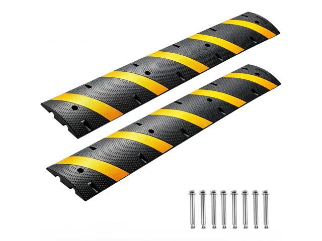 6 Ft Rubber Speed Bump 2 Pack, Heavy Duty Speed Bumps for Road 25,000 Lbs Capacity, Seed Hump Traffic Calming Ramp for Driveway w/ 2 Channel Cable.
