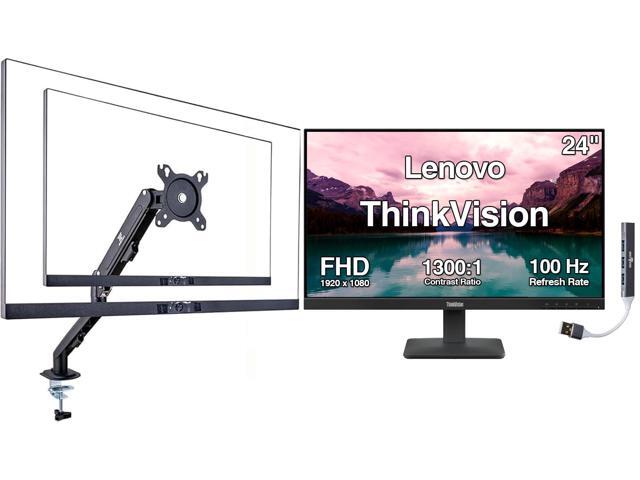 ThinkVision 24' FHD IPS Monitor w/ 4ms Response Time, 100 Hz Refresh Rate, VESA Mount (100mm), Flicker Free, HDMI, Black w/DKZ Hub & ErgoFlexy...